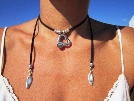 wrap necklace heart bohemian necklace, trends Boho bohemian jewelry, hippy jewelry, boho necklaces, minimalist jewelry