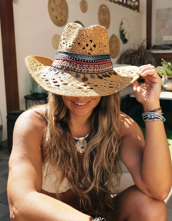 Straw Custom Hat, Crochet Cowboy Bucket Hat, Accessories Gift for her, Birthday & Custom Personalized Gifts by kekugi bohemian jewelry