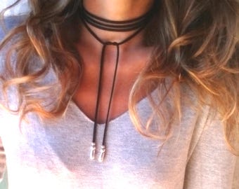 Layered Statement Silver Beaded Necklace with Boho pendant • Couples Necklace Handmade Personalized Jewelry Gift