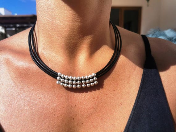 Custom Statement Silver Necklace • Beaded Couples Necklace Pendant Charm • Custom Personalized Jewelry • Best Selling Items Gift for Her