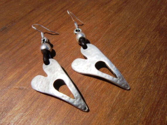 Gift for her hook sterling silver heart earrings dangle, statement drop beaded earrings. Personalized handmade jewelry,