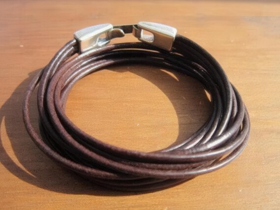 Silver & Leather Custom Bracelet Gift for Him• Personalized Handmade Jewelry Gift • Beaded Charm Bracelet Personalized Gifts