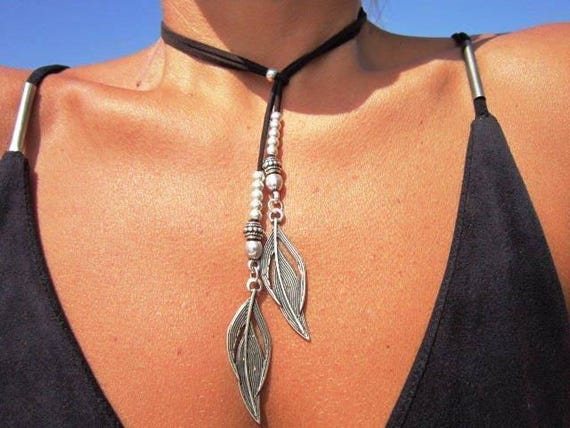 Handmade Couples feather Necklace • Y lariat Necklace Customized • Personalized Bohemian Jewelry Gift for Her • Birthday Gift for mom