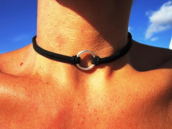 Discreet collar Leather Choker Necklace beaded with ring eternity charm • Bohemian Handmade Jewelry • Best selling items