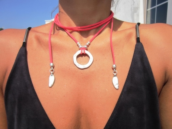 Statement Chunky silver pendant Necklace Handmade Products • layered beaded necklace • Bohemian Personalized Jewelry