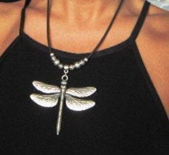 Statement Pendant Charm Dragonfly Necklace • Silver Beaded Necklaces for Women • Handmade Personalized Jewelry Best selling items Gifts