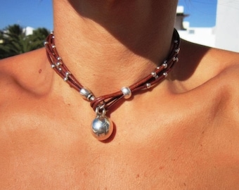 Statement Pendant Charm Necklace • Silver Beaded Necklaces for Women • Handmade Personalized Jewelry Best selling items Gifts By Kekugi