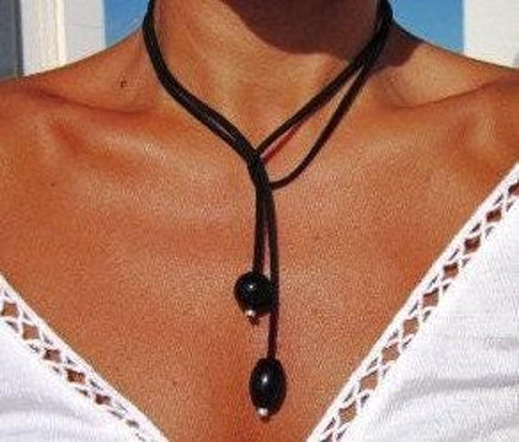 Best Selling Items Y Lariat obsidian onyx Necklace Gift for Her • Bohemian jewelry Necklaces for Women • Personalized Jewelry gifts