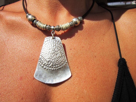 Custom Statement Silver Necklace • Beaded Couples Necklace Pendant Charm • Custom Personalized Jewelry • Best Selling Items Gift for Her