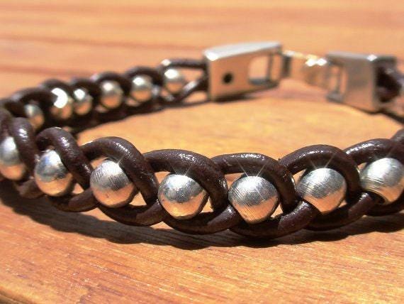 Leather & Silver Charm Beaded Bracelet • Handmade Jewelry Gift for Her • Custom Bracelet Gift • Personalized Jewelry Gifts by Kekugi