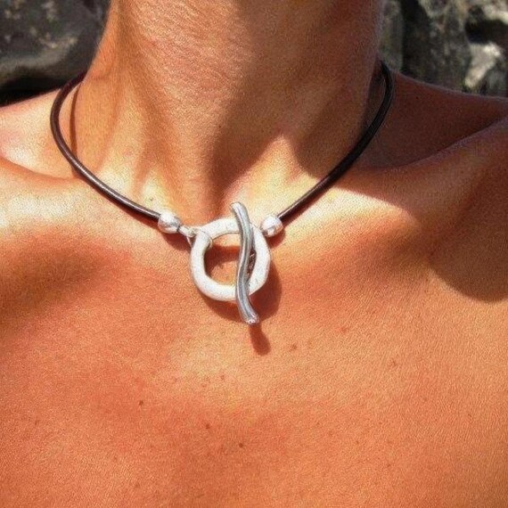 Statement Pendant Charm Ring Necklace • Silver Beaded Necklaces for Women • Handmade Personalized Jewelry Best selling items Gifts