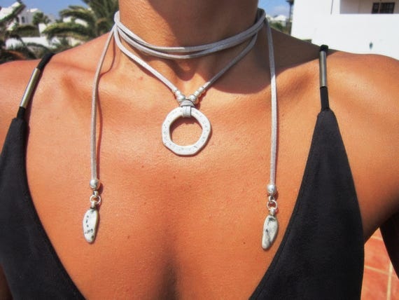 Beaded Ring Necklace Silver Charm Host Gift or couples Necklace • Bohemian Handmade Personalized Jewelry • Best selling items Gift for her