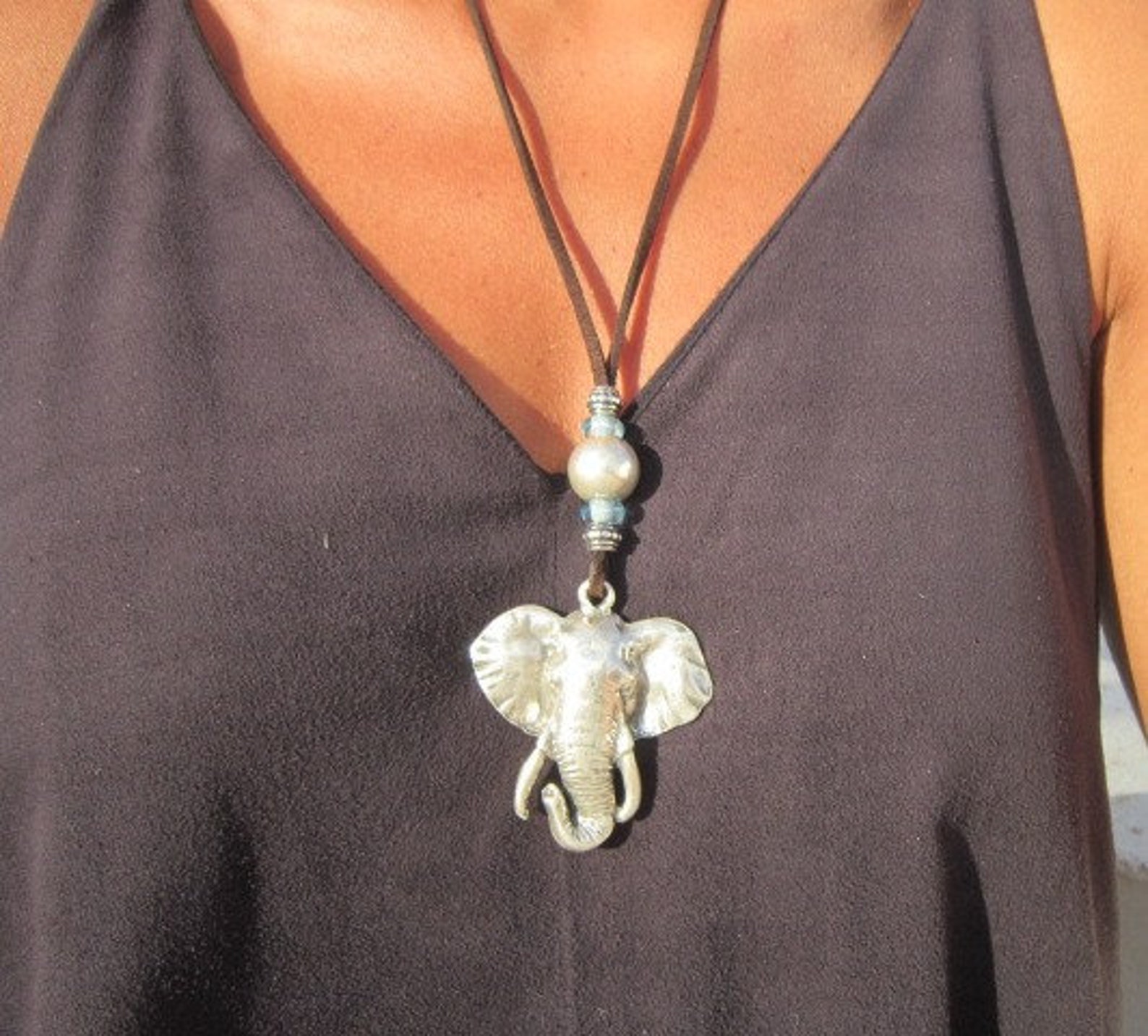 Elephant Necklace Animal Necklace Custom Necklace Boho Etsy