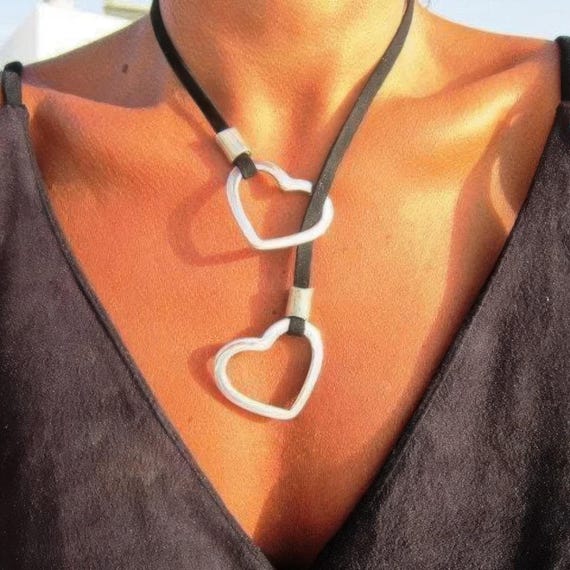 Y lariat Necklace heart charm Couples Necklace • Beaded Necklaces for Women • Personalized Jewelry Gifts Best selling items • Gift for Her