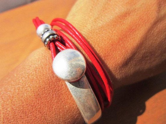 Silver & Leather Custom Bracelet Gift for Her • Personalized Handmade Jewelry Gift • Beaded Charm Bracelet Personalized Gifts for Birthday