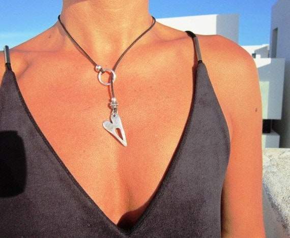 heart necklace, lariat necklace, heart jewelry, necklaces for women, lariat necklace, silver Lariat, Simple Layering Necklace