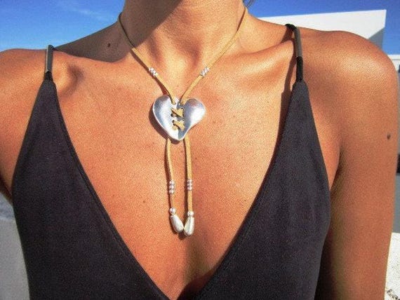 Couples Chunky Necklace with silver Heart Pendant • Beaded Necklaces for Women • Personalized Jewelry Gifts Best selling items Gift for Her