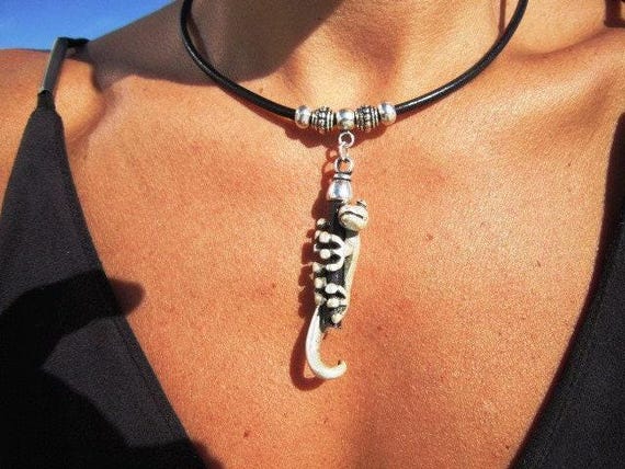 Statement Pendant Charm Lizard Necklace • Silver Beaded Necklaces for Women • Handmade Personalized Jewelry Best selling items Gifts
