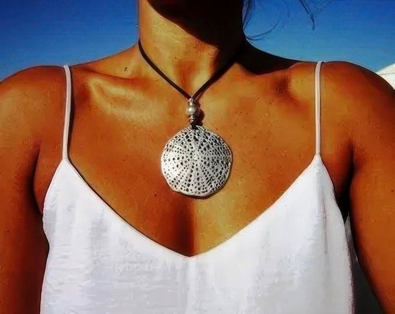 Statement Silver Chunky Pendant leather Necklace • Bohemian Jewelry Best Selling Items • Gift for Her • Neotribal Jewelry Boho Necklace