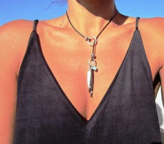 Turquoise Y lariat Necklace • Boho Couples Necklace gift for Her • Bohemian Handmade Turquoise Jewelry • Best selling items by Kekugi