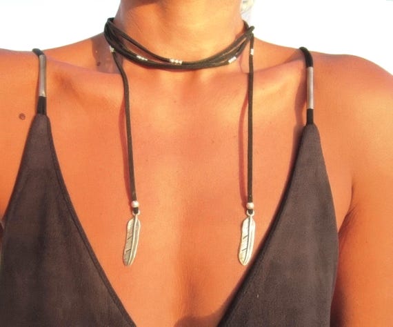 Custom Beaded Matching Necklaces • Leather Silver Couples Necklace Best selling items • Bohemian Personalized Jewelry