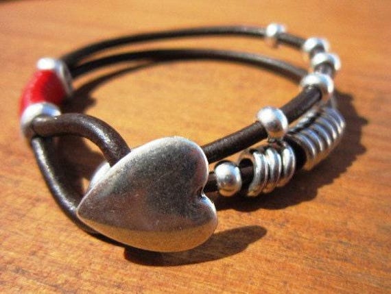 Leather & Silver Bracelets for Women • Matching Couple Bracelets • Custom bracelet Gift for women • Best Selling Items jewelry by Kekugi
