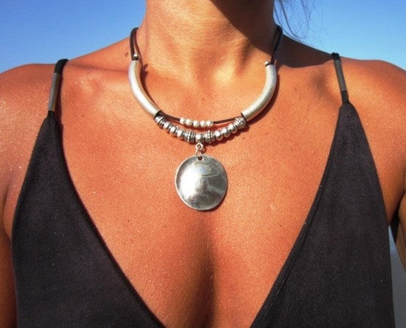 boho jewelry, circle choker, circle necklace, circle pendant necklace, women choker, choker necklace, silver circle, pendant necklaces