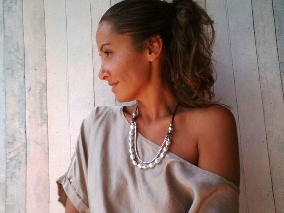 Layered Statement freshwater pearl Necklace with charm • Couples Necklace with Charm • Handmade Personalized Jewelry Gift for Her by Kekugi