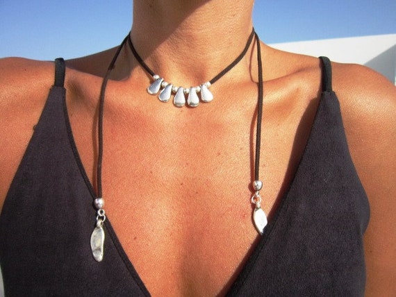 Minimalist Wrap Necklace  Boho Jewelry for Hippy Style  Unique Gypsy Accessory