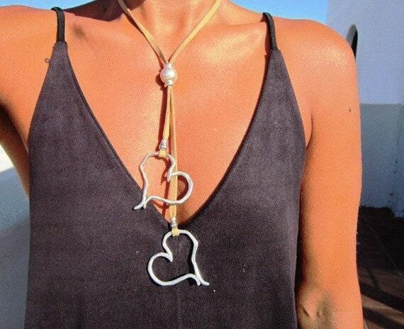 Custom Statement Silver Beaded Necklace with Heart Pendant Charm Couples necklace • Best selling items Personalized Jewelry • Gift for Her
