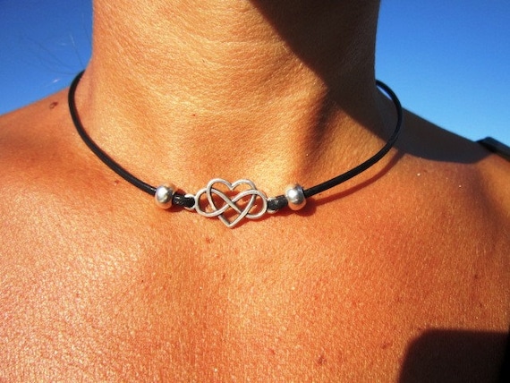 infinity heart choker necklace for women