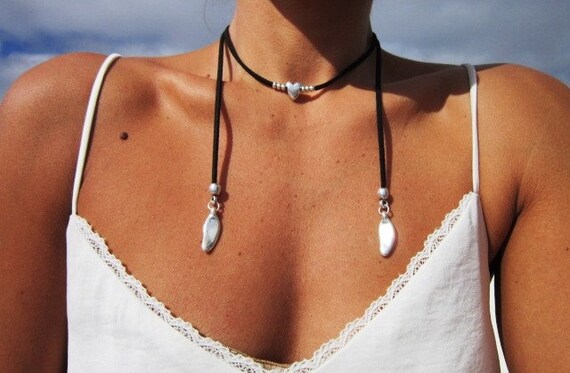 wrap necklace, wrap choker, choker necklace, leather choker, beaded choker, bohemian necklace, Boho jewelry, bohemian jewelry, hippy jewelry