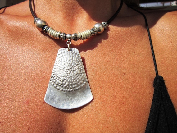 Custom Statement Silver Necklace • Beaded Couples Necklace Pendant Charm • Custom Personalized Jewelry • Best Selling Items Gift for Her