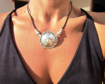 Silber Schmuck Statement Halskette, Perlen Halsketten für Frauen