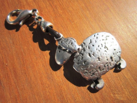 Silver Sheep Personalized Leather Keychain for Men and Women • Custom Key Holder • Handmade Gift for Her Him
