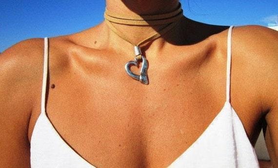 Couples Chunky Heart Necklace Pendant • Necklaces for Women • Personalized Jewelry Gifts Best selling items • Gift for Her or Galentine Gift