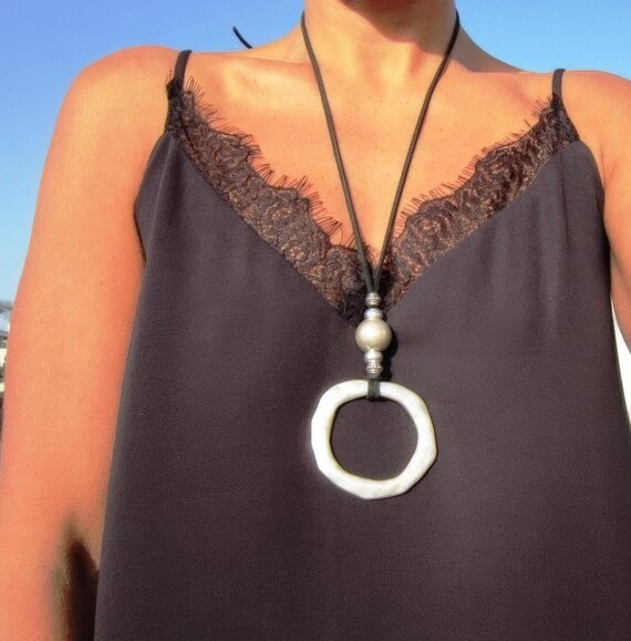 Best selling items Silver Everyday Pendant Beaded Ring Necklace • Long Layered Chunky Necklace Gift for Her • Silver Necklaces for Women