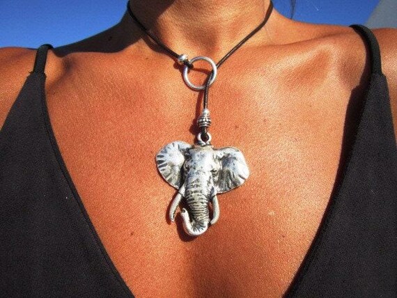 silver elephant necklace, Personalized pendant necklace jewelry gift for her by kekugi