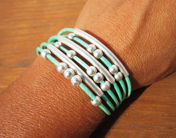 aqua bracelet, bohemian jewelry, colorful jewelry, womens bracelet, silver jewelry, stacking bracelet, summer jewelry, summer accessories