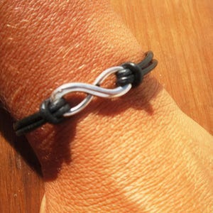 Infinity Leather & Silver Mens Bracelet • Matching Couple Bracelets • Mens bracelet Gift for him • Best Selling Items jewelry by Kekugi.