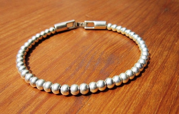 BEADS bracelet, Women's leather bracelet, Silver beaded Bracelet, custom handmade jewelry for Her