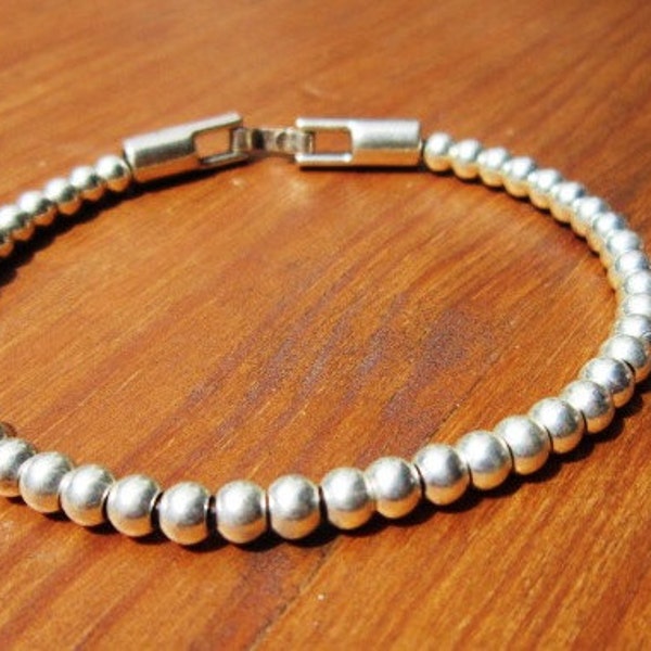 BEADS bracelet, Women's leather bracelet, Silver beaded Bracelet, custom handmade jewelry for Her