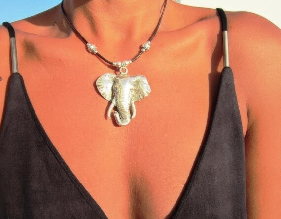 Silver Beaded Pendant Elephant Necklace • Bohemian Personalized Handmade Jewelry • Best selling items Gift for Her Couples Necklace