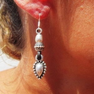 drop dangle charm earrings, dangle earrings, Women earrings, drop earrings, leather earrings, sterling silver earrings