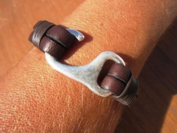 Silver & Leather Custom Bracelet Gift for Him• Personalized Handmade Jewelry Gift • Beaded Charm Bracelet Personalized Gifts