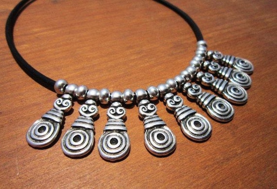 Tribal Leather Necklace  Bohemian Jewelry for Free Spirits  Ethnic Boho Fashion