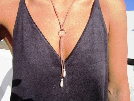 Womens leather cheap cord necklaces