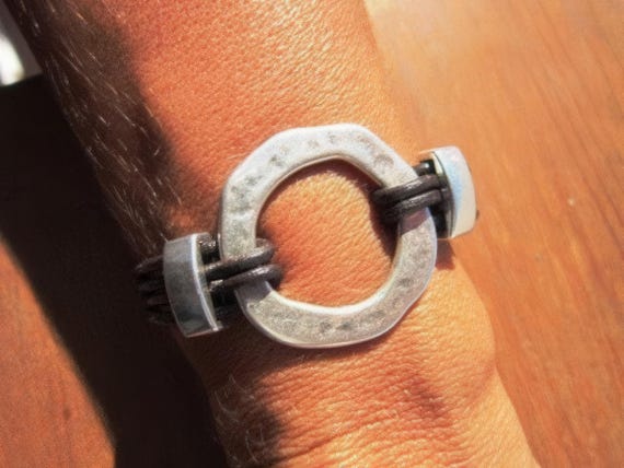 Bohemian Leather and Silver Beaded Bracelet Jewelry • Handmade Personalized Jewelry Gifts • Custom Bracelet Gift for Her by Kekugi