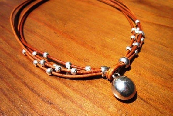 Silver Beaded Necklace with Charm • Bohemian Handmade jewelry • Couples Matching Necklaces for Women • Personalized Jewelry Gift for Her