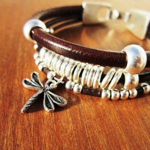 Custom Charm Silver Beaded dragonfly Bracelet • Bohemian Handmade Jewelry • Personalized Custom jewelry Gift for Her & Birthday Gift